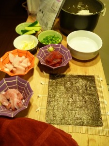Sushi fixings, waiting to be rolled