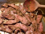 Sliced beef in marinade/sauce