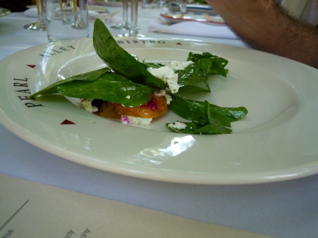 Spinach with Goat cheese and beets