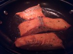 Searing salmon