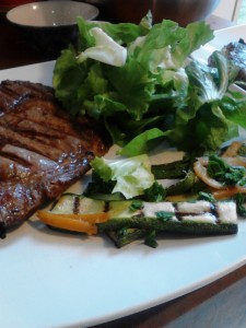 Ribeye, Grilled zucchini w/ Preserved Lemon and Salad